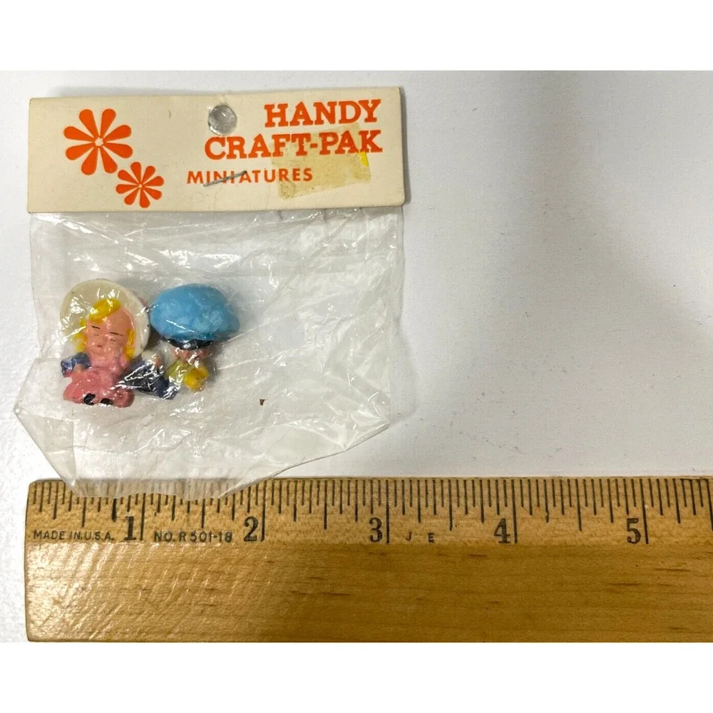 Lot of 2 Handy Crafts Pak Miniature Boy Girl Picnic Figurines Set Vintage